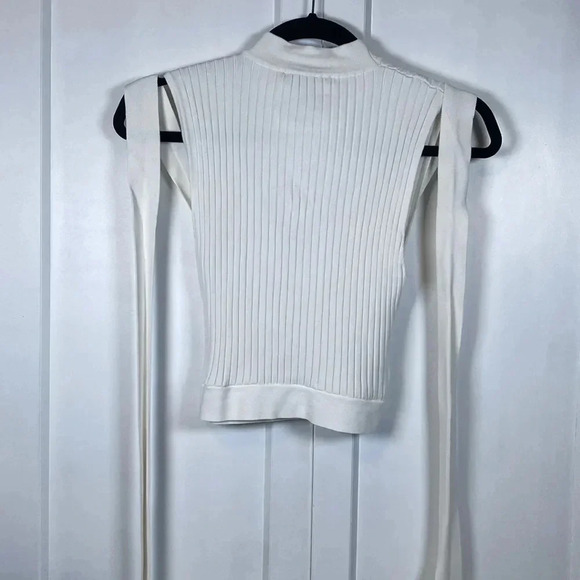 BCBG MAXAZRIA | HANA RIBBED NECKLINE WAIST TIE SLEEVELESS TOP SZ Small - Picture 7 of 8